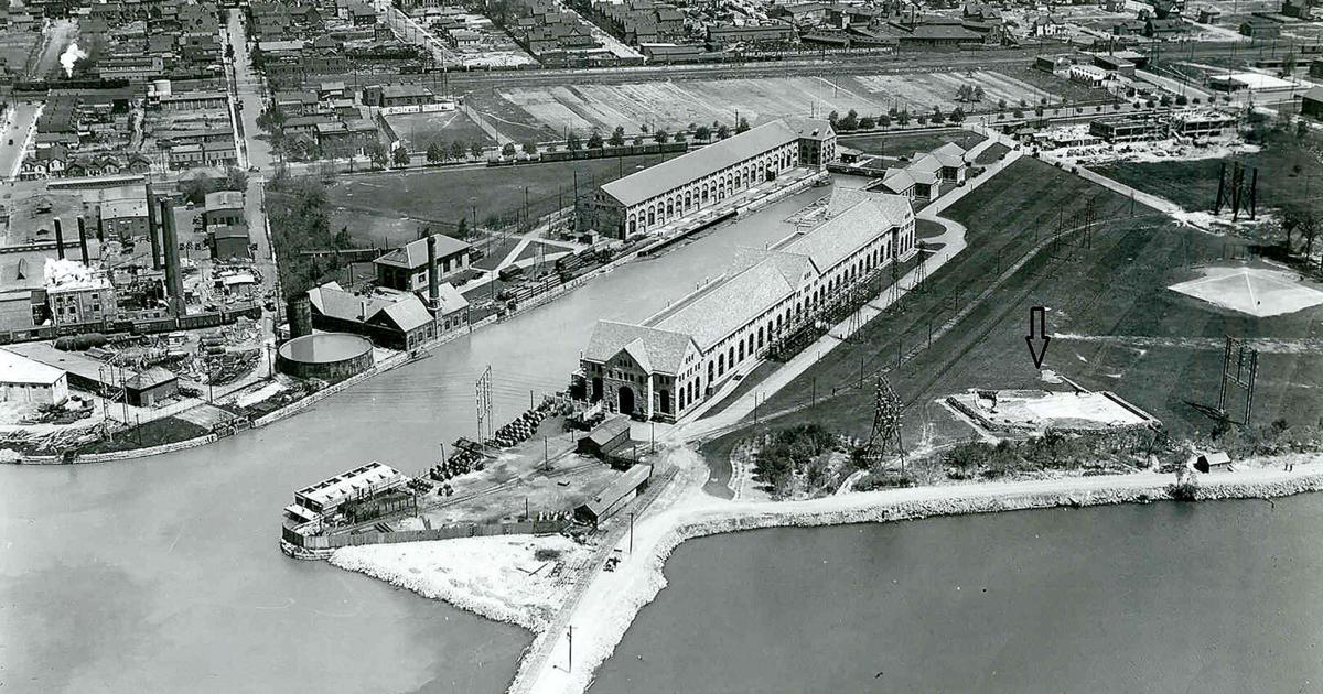 Aerial view of Adams Power Station and the Niagara Falls industrial landscape