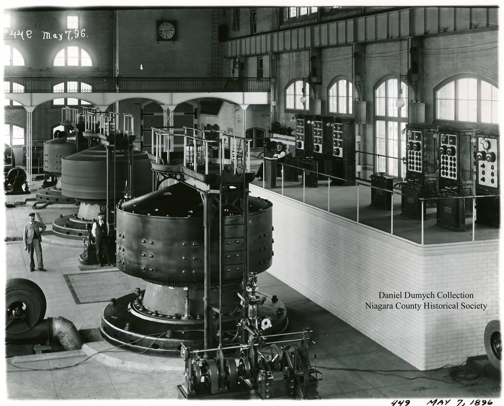 Interior of the Adams Power Station generating room in 1896